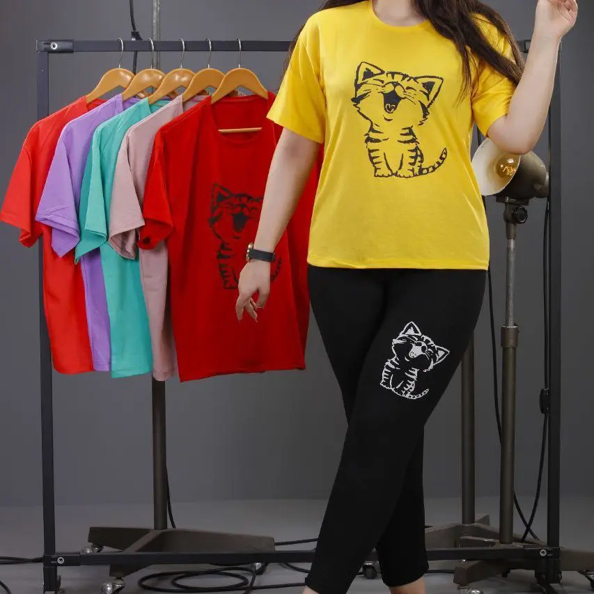 ست تیشرت و شلوار طرح کتی 12 رنگه قیمت 258.000 تومن خرید اینترنتی لباس تک فروشی به قیمت عمده